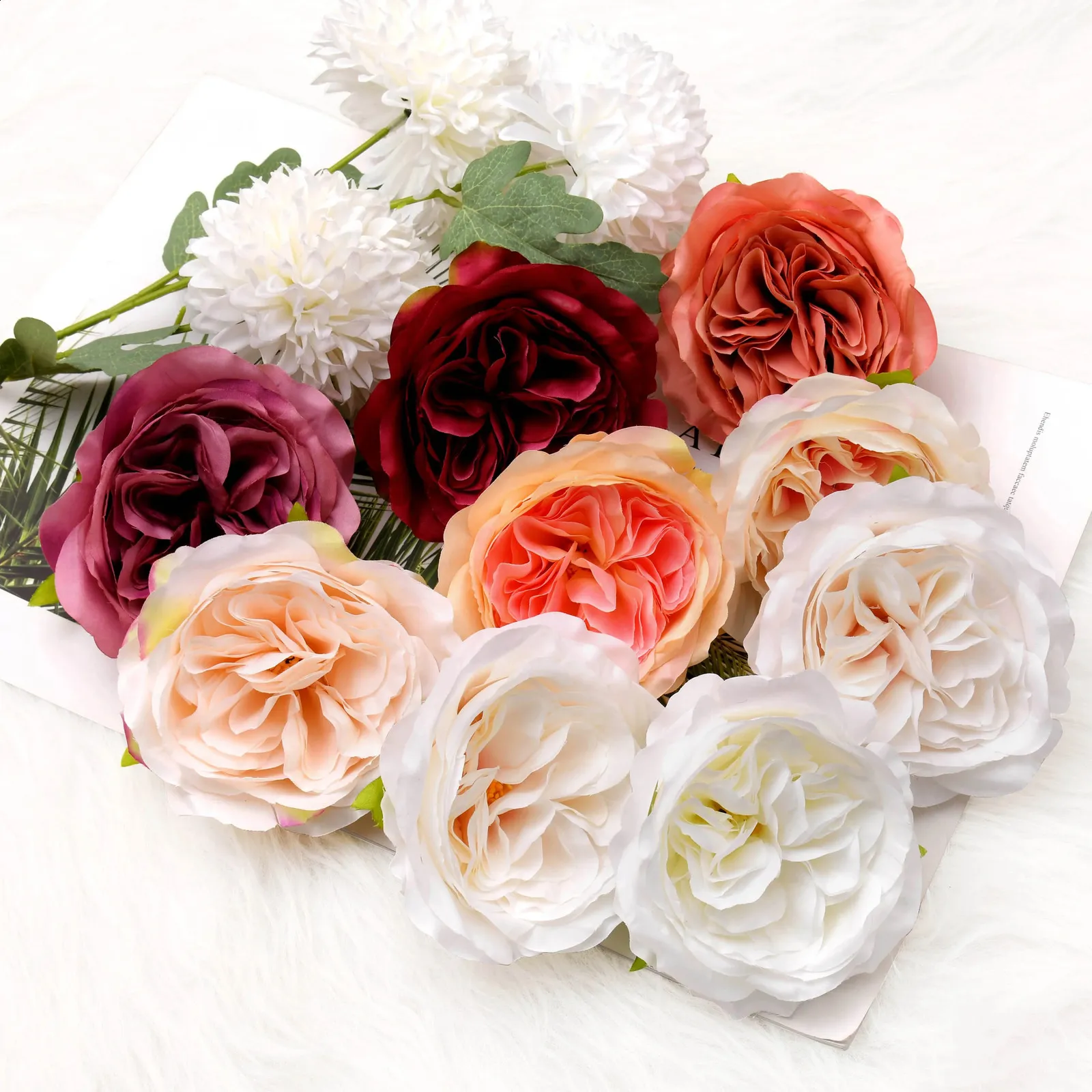 Large 11cm White Peony Silk Flower Heads - Perfect for Wedding, DIY ...