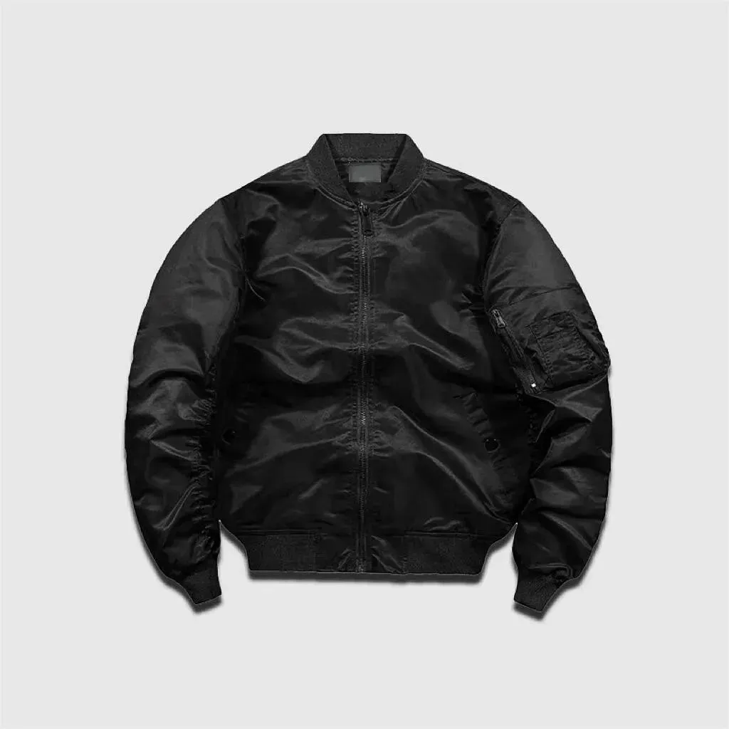 Mens Faux Leather Bomber Jacket Classic Double Woven Spring Coat