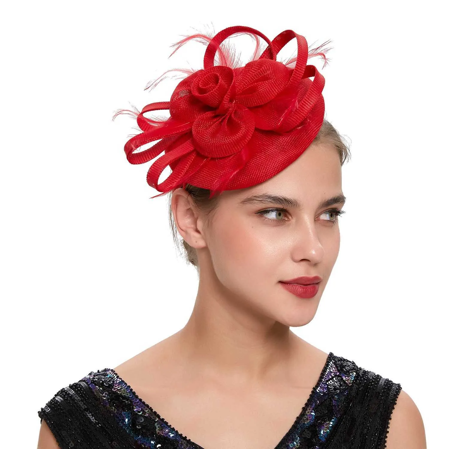 New Big Large Wide Brim Red Hat with Bow Race Day Ready Showstopper Ascot Tea 2019 spring collection. Kentucky Derby hat. Red hat. Large  main image 4