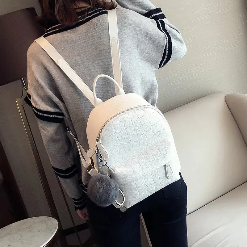 Gender Neutral Backpack Mini Backpack PU Leather Gender Neutral Plain Mini Backpack with Zipper ...