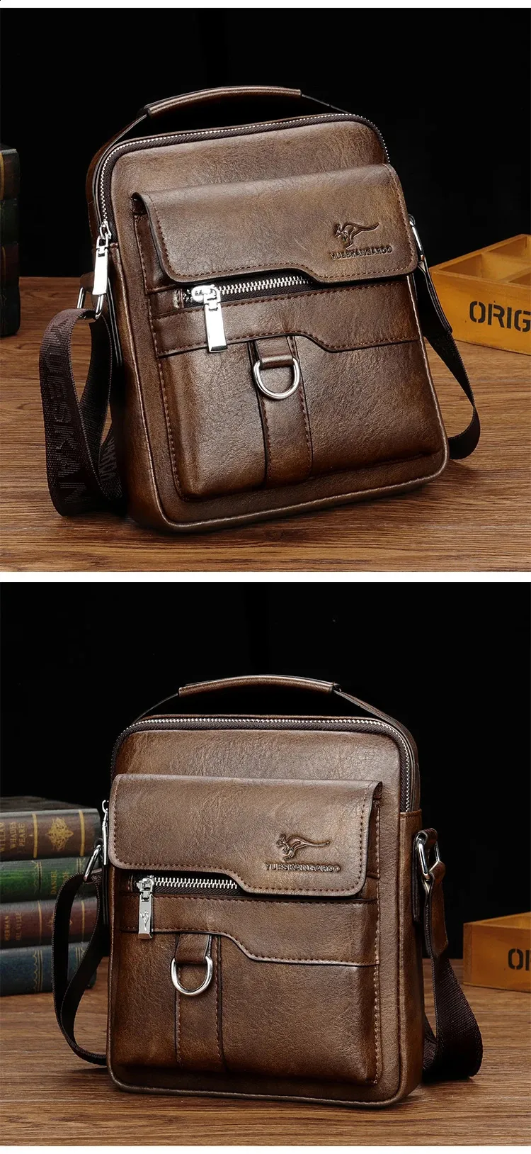 Vintage Kangaroo Leather mens sling shoulder bag for Men Vintage Kangaroo Leather mens sling shoulder bag for Men