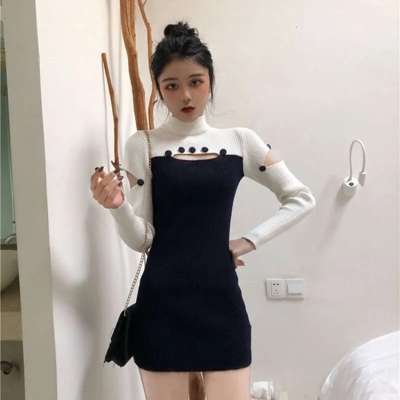 Short And Tight Dresses: Knitted Turtleneck Mini Dress For Women Colorblock  Crochet Bodycon, Short Cotton Dresses From Chaoren_clothes, $13.85 In Bulk  | DHgate.Com