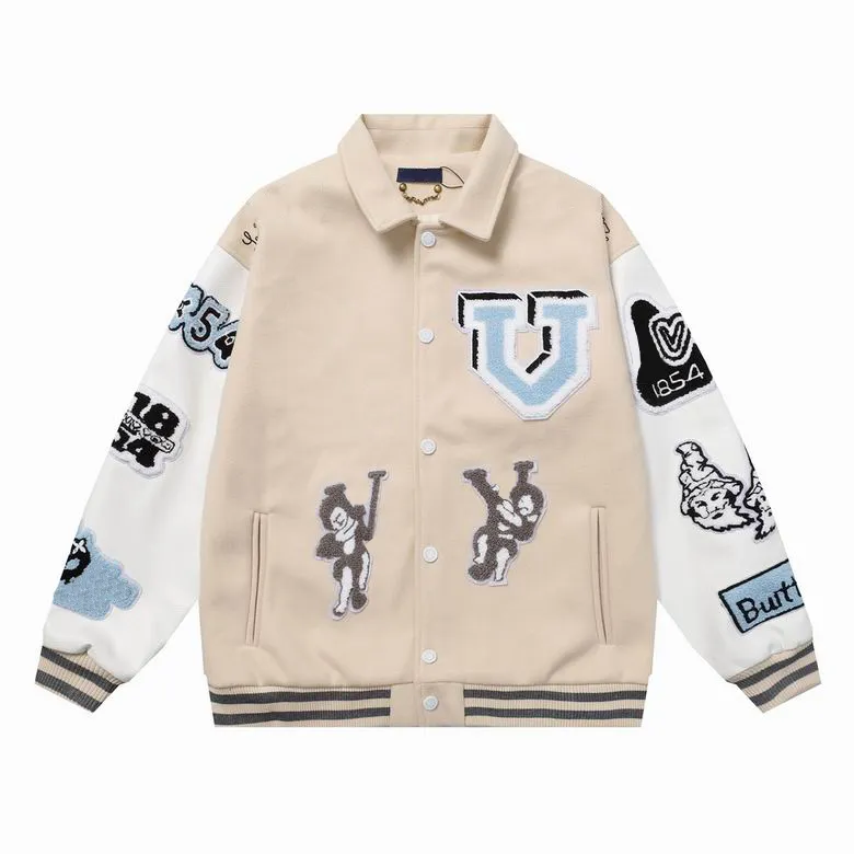 Green Hip Hop Style Autumn Varsity Leather Varsity Jacket Green Hip Hop Style Autumn Varsity Leather Varsity Jacket
