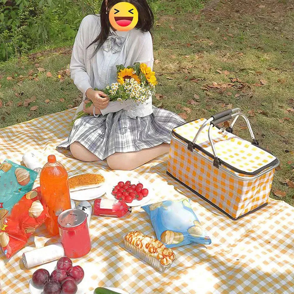 30L Insulated Picnic Basket: Foldable Thermal Lunch Bag With Waterproof Lining - Shop Now
