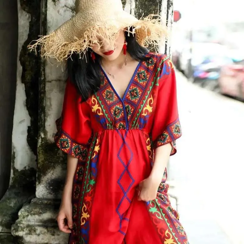 open lace back dress Red Lace Up Cut Out Double Slit Long Sleeve Dress