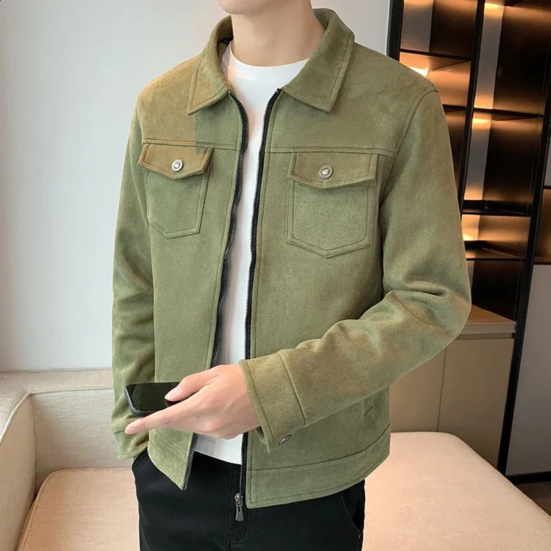 【COLOR iN ID】Soft quilted over-suede jacket Men's Suede Streetwear mens jackets - Casual, Loose Fit