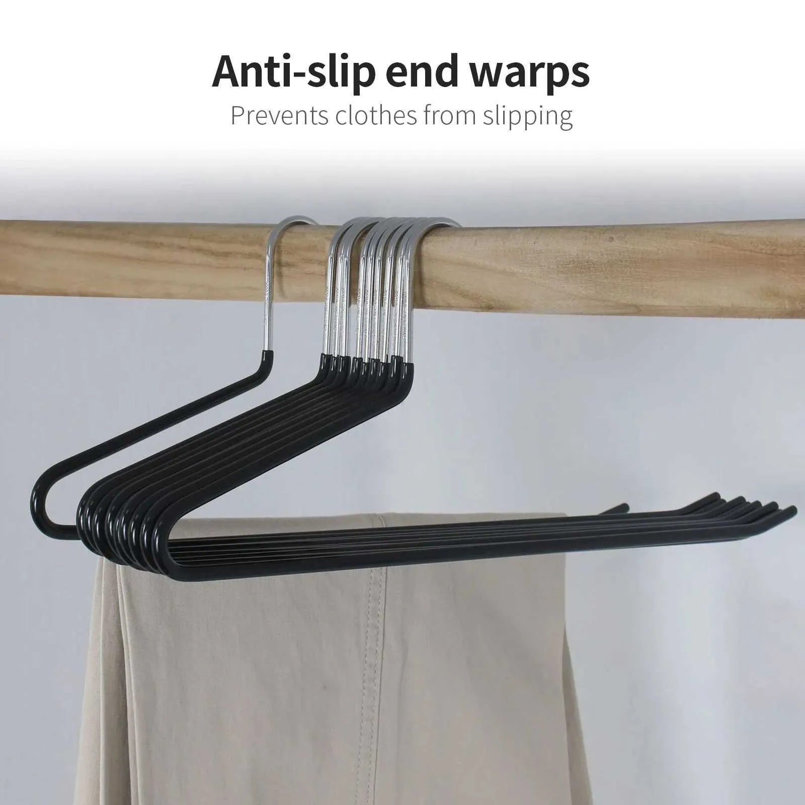 Non-Marking Anti-Slip Pants Hanger – Space-Saving Clip Hanger For Skirts, Jeans & Long Pants (10-Pack, Pink)
