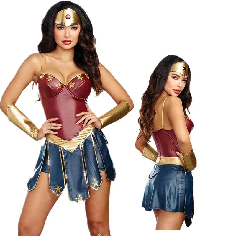 Women's leather corset skirt Halloween Cosplay Costume for Carnival - Wonder Woman 240828