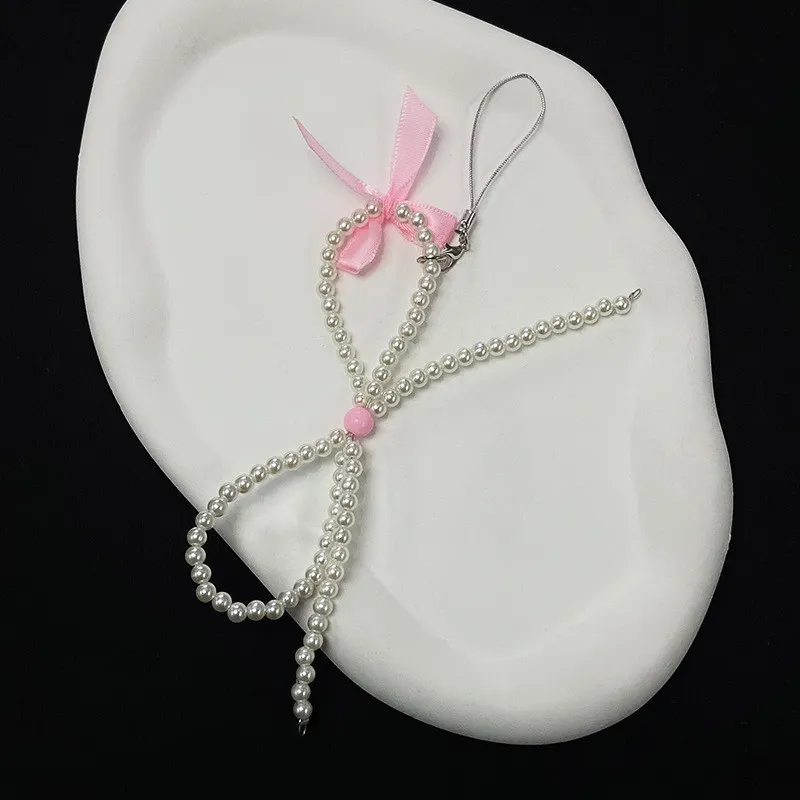 CLASSYZINT Pink Bowknot Keychain With Simulated Pearls - Cute Bag Charm For Women, Purse & Backpack