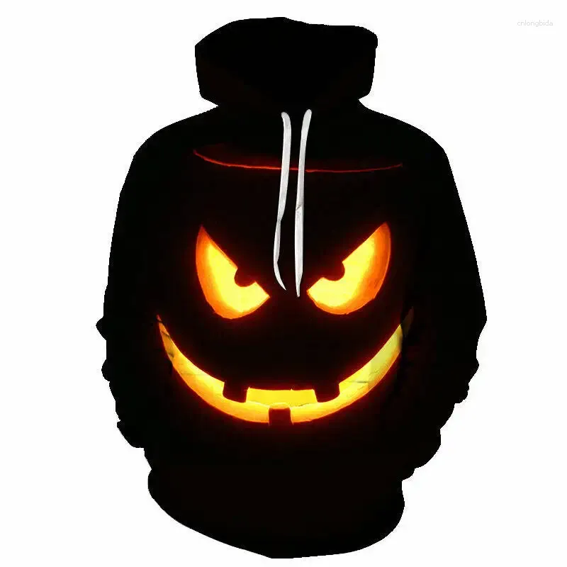 Halloween Comic Orange Kürbis Gesicht Halloween Sweatshirt: Gruseliger Jack O'Lantern Pullover 50% Cotton 50% Polyester