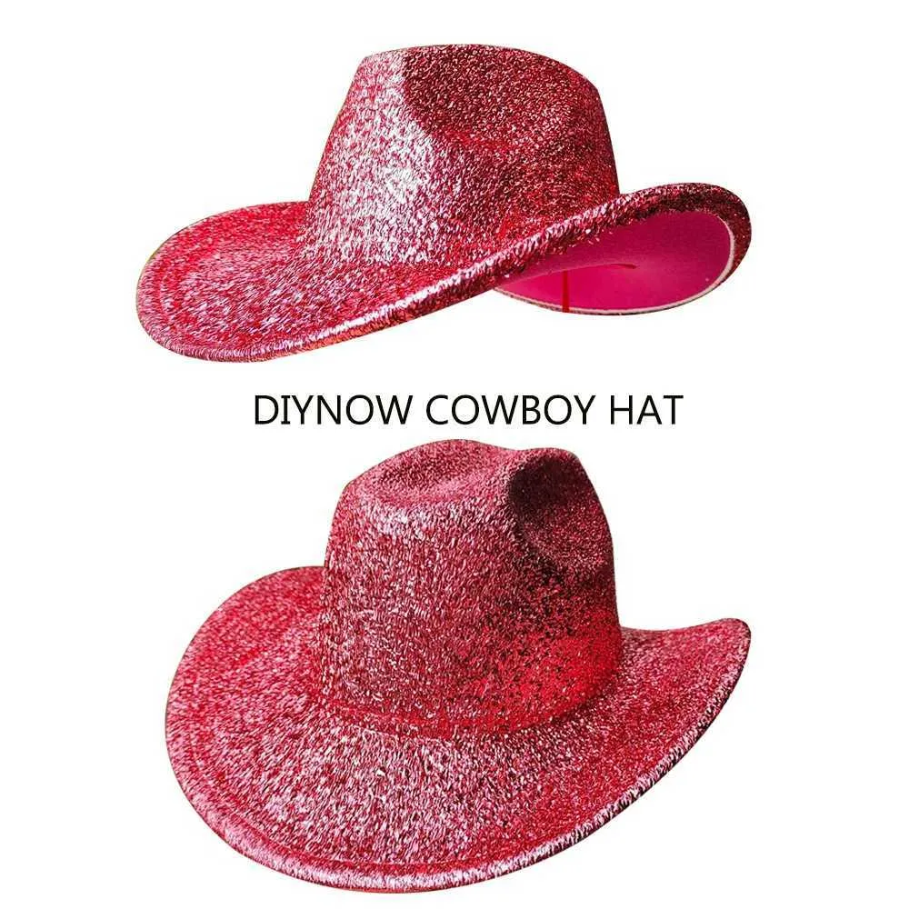 Shiny Leather Cowboy Red Cowgirl Hat With Wide Brim For Men And Women — free download