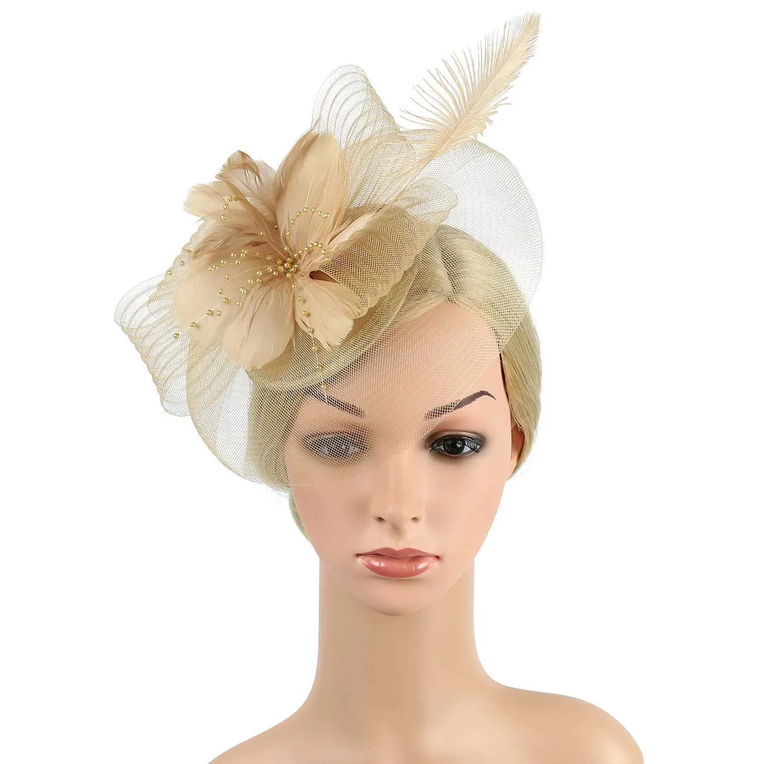 Fascinator blu per il Tea Party: cappello del Kentucky Derby, cerchietto per la festa nuziale - Italia