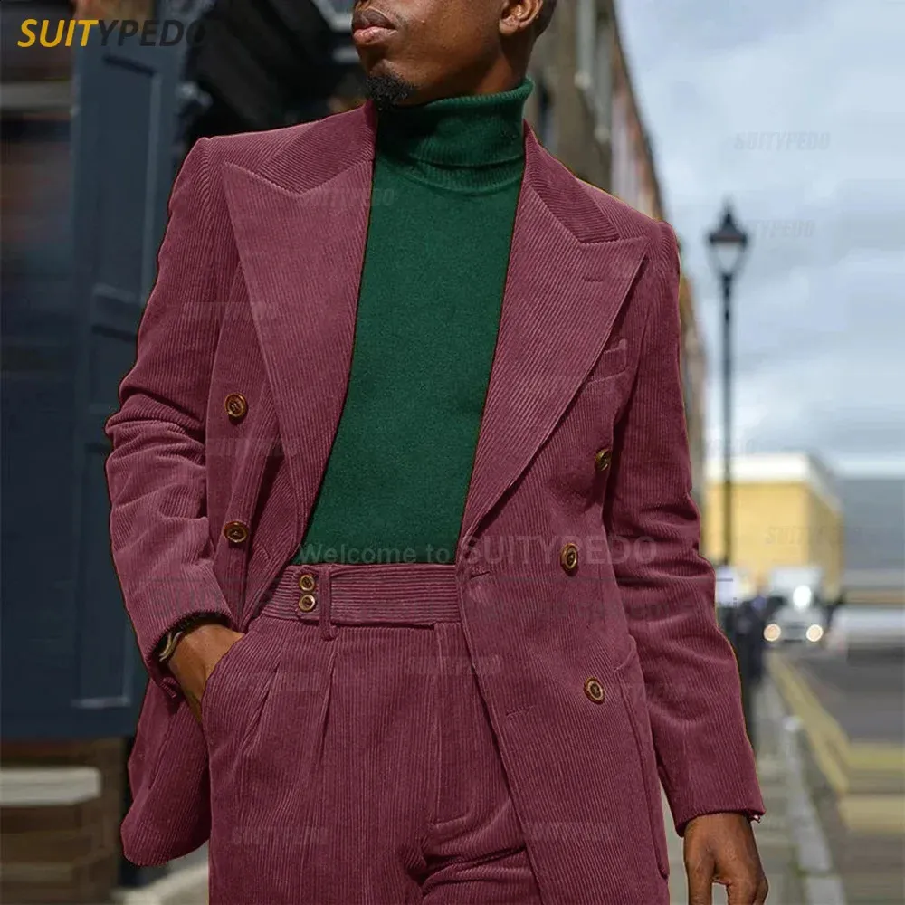スーツ MIX WALE CORDUROY DOUBLE-BREASTED BLAZER Premium Corduroy Blazer: Double Breasted Suit Jacket, Casual