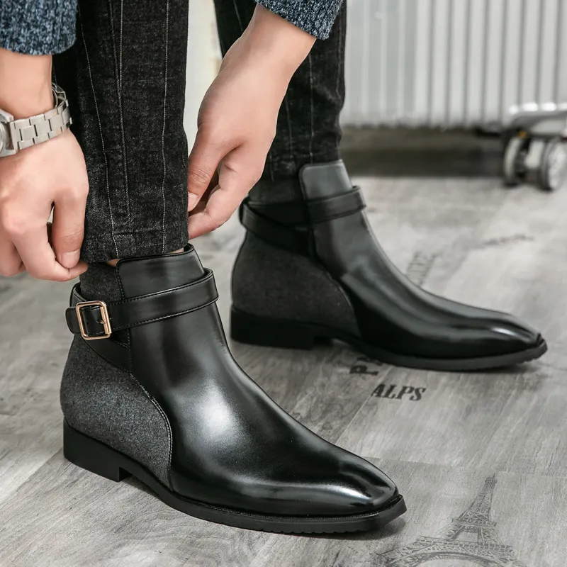 sachin and babi light blue dress Bruno Marc Men's Dress Ankle Motorcycle Boots for Business Casual Style