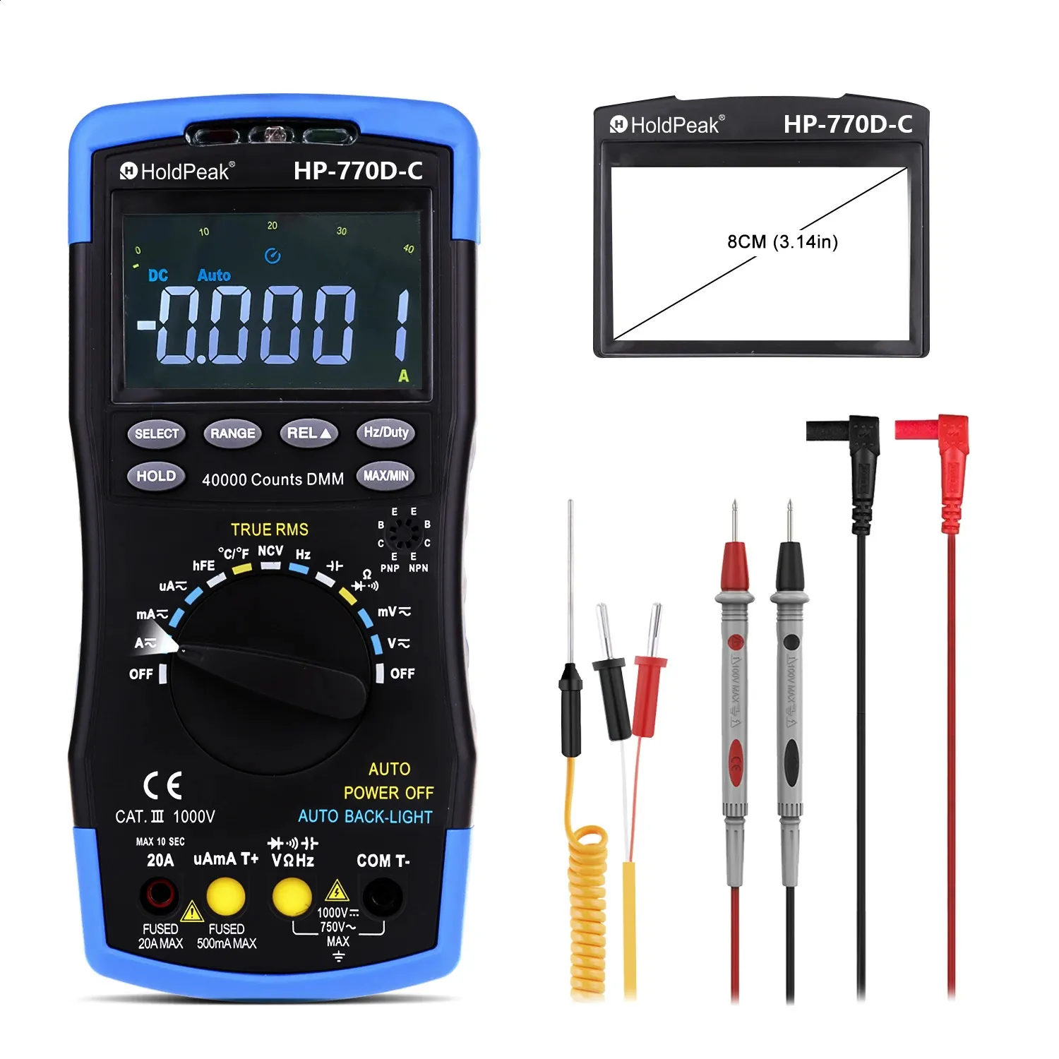 Digital Multimeter 40000 Counts True RMS Auto-Ranging LCD Tester for ...