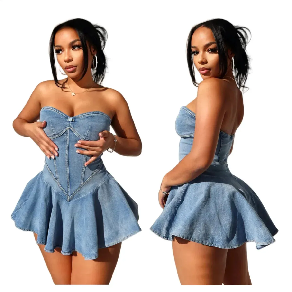 denim dress women 2017 sexy Jendue Women's Sosa Denim Maxi Dress - Stylish Cutout Jean Dress