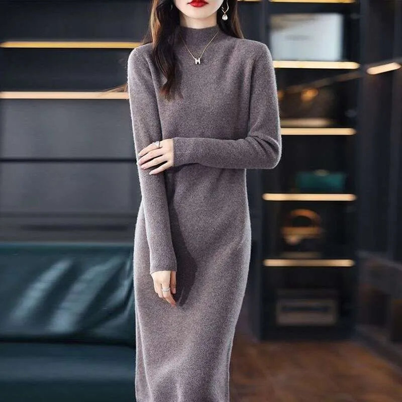 Women's White Crochet Maxi Dress - Goth Turtleneck Knit Long Sleeve Evening  Gown from Dhgate Basic & Casual Dresses - price 15.57