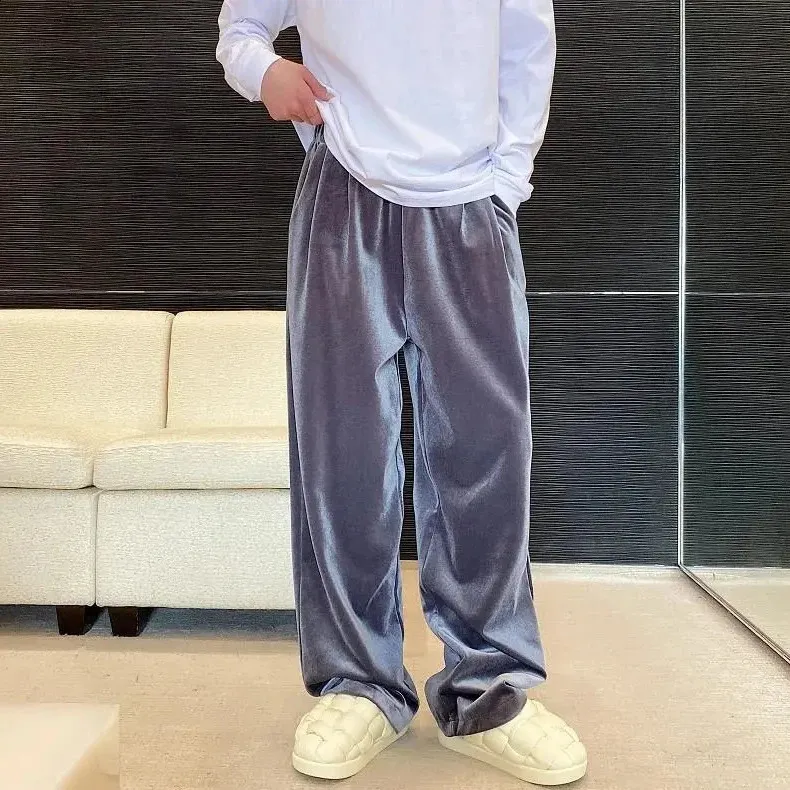 GOOD GRIEF！/Velor Wide Pants with Suspen RQYYD High Waisted Velvet Pants for Women Elastic Waist Wide