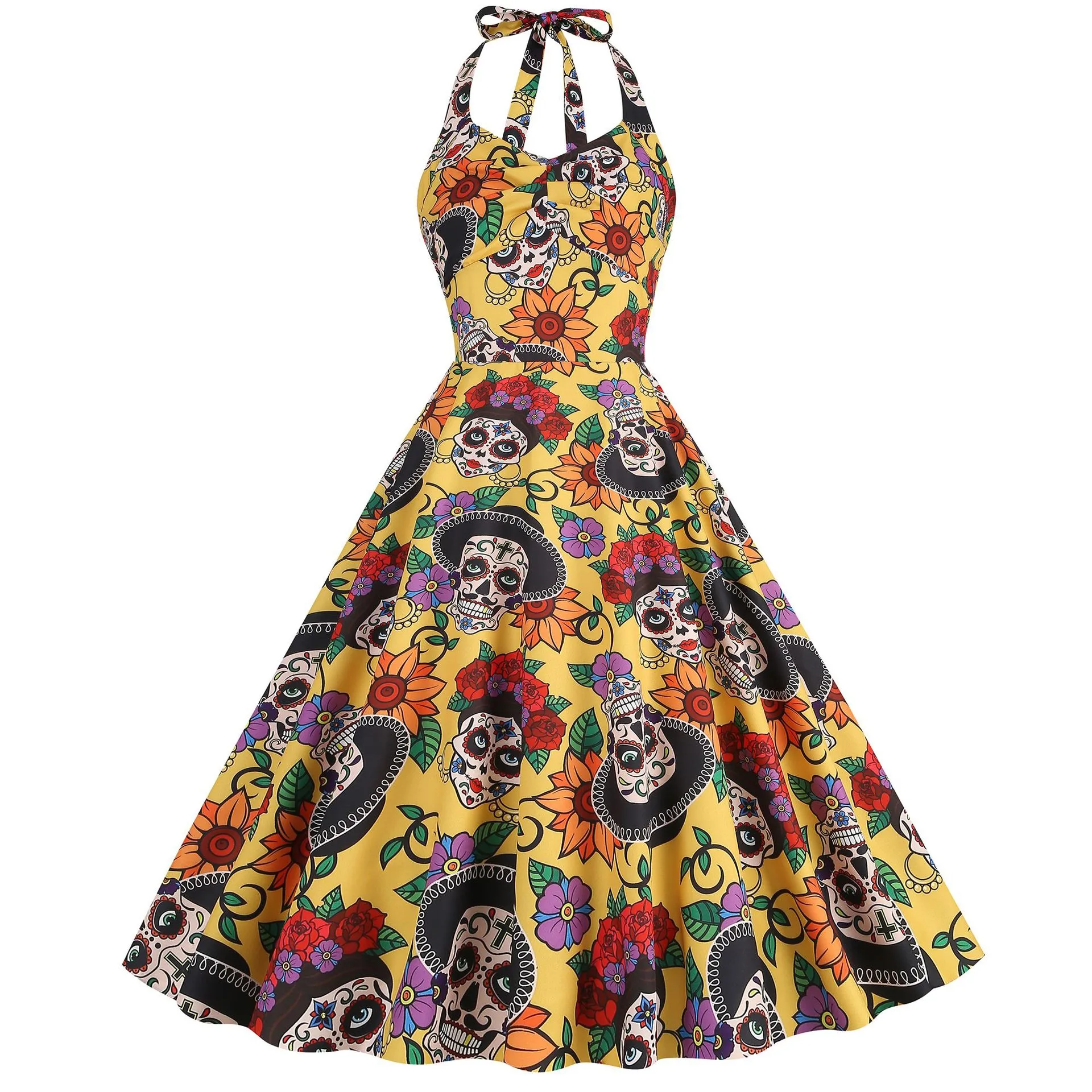 Skull Print Chiffon Dress - Womens Halloween Costume, Sexy Party Outfit,  S-XXL. Trendy Skirt & Top Set, Perfect Gift! from Dhgate Mascot Costumes -  price 10.16