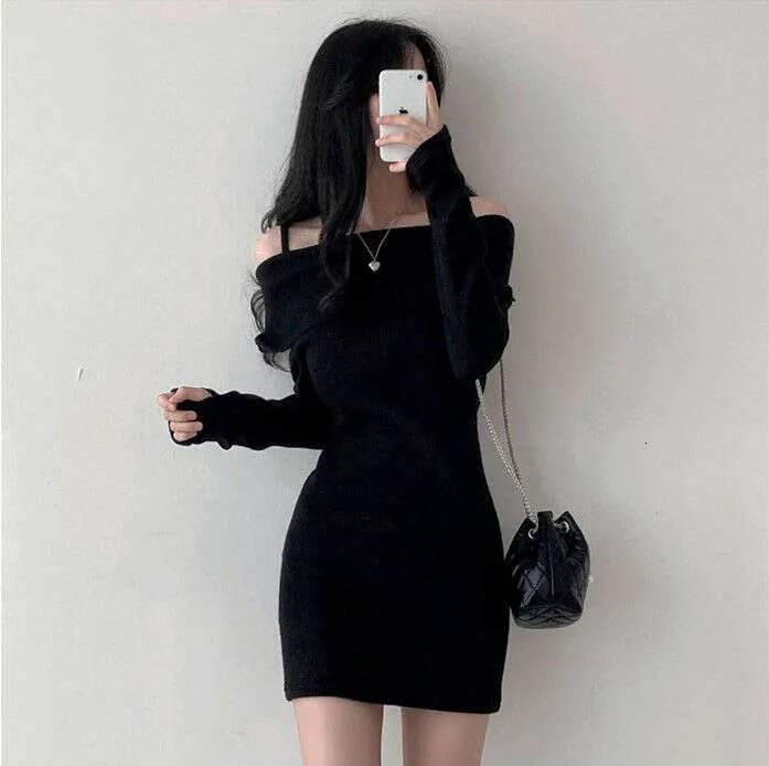 Trendy Grey One-Piece Bodycon black dress for Women