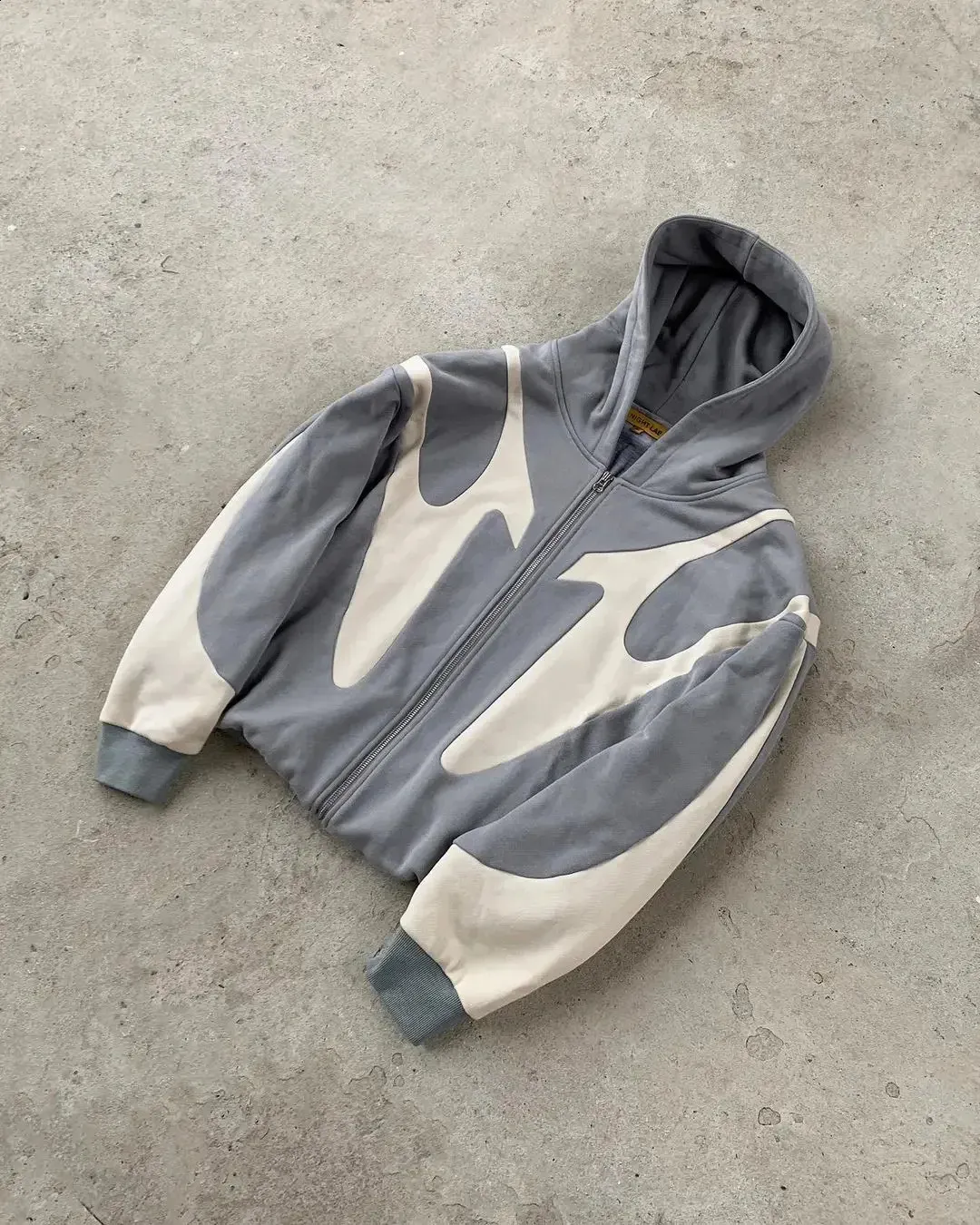 DHgate.com:Solid Color Splicing Zipper Hoodie - Unisex Y2K