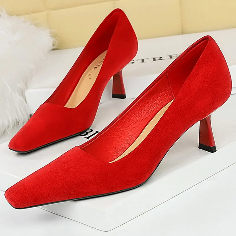 Save Big on Bulk Bigtree Shoes Square Toe High Heels: Women's Suede Kitten  Heels, 6cm Heel Height, Fashionable Office Shoes, Versatile Square Toed