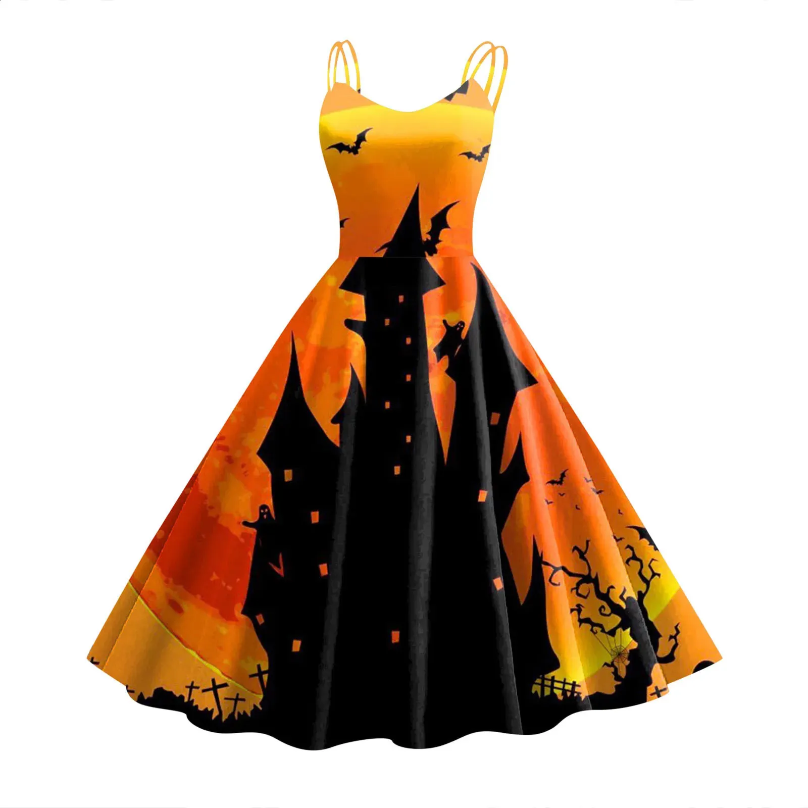 Gothic Swing Dress for Women - Sleeveless 1950s Housewife Evening Gothic Swing Dress for Women - Sleeveless 1950s Housewife Evening
