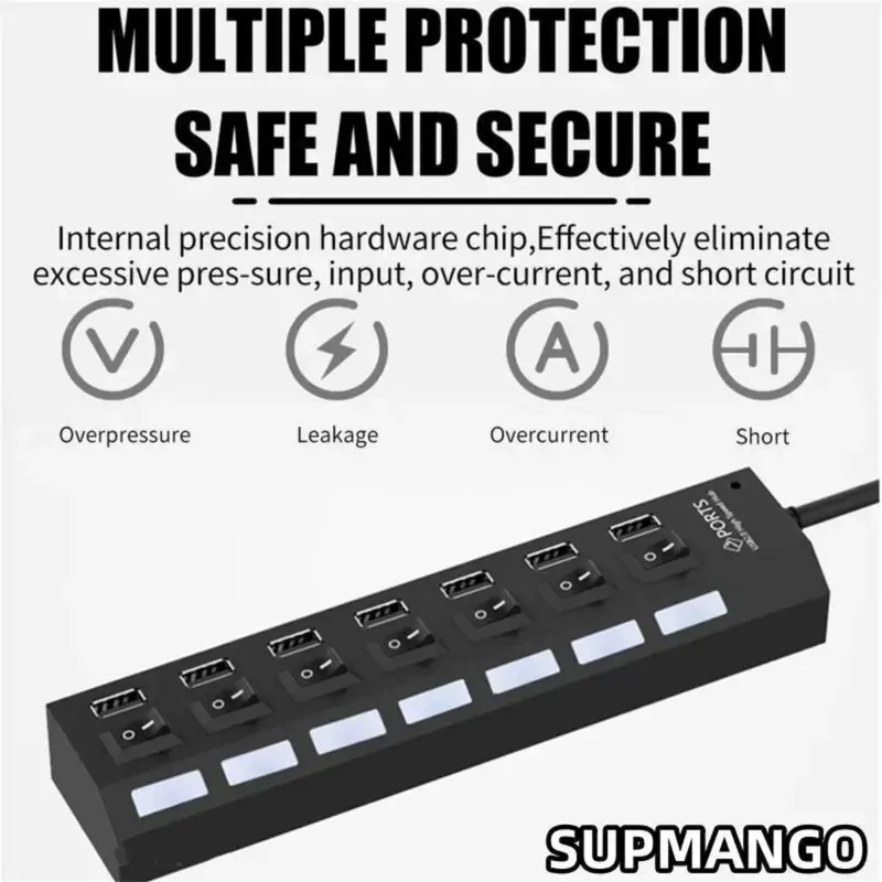 Multi Port USB Hub Adapter For Power And Extraction Compatible With USB ...