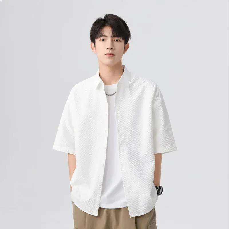 に Japanese Jacquard Mens Fashionable Loose Neck Short From