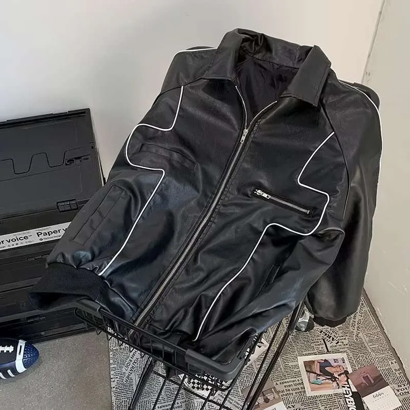 Vintage Leather Jacket For Men High End Trendy From