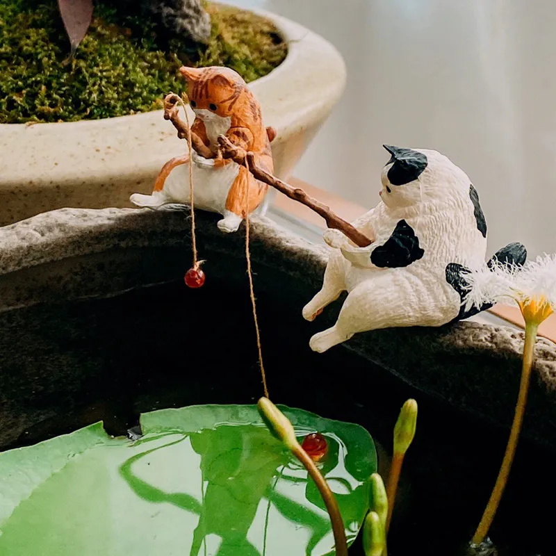 Fishing Cat Fish Tank Decoration PVC Figurines Cute Cartoon Style 2024 Aquarium Decor From China From Factory Hdseller Bulk 5.71 DHgate.Com