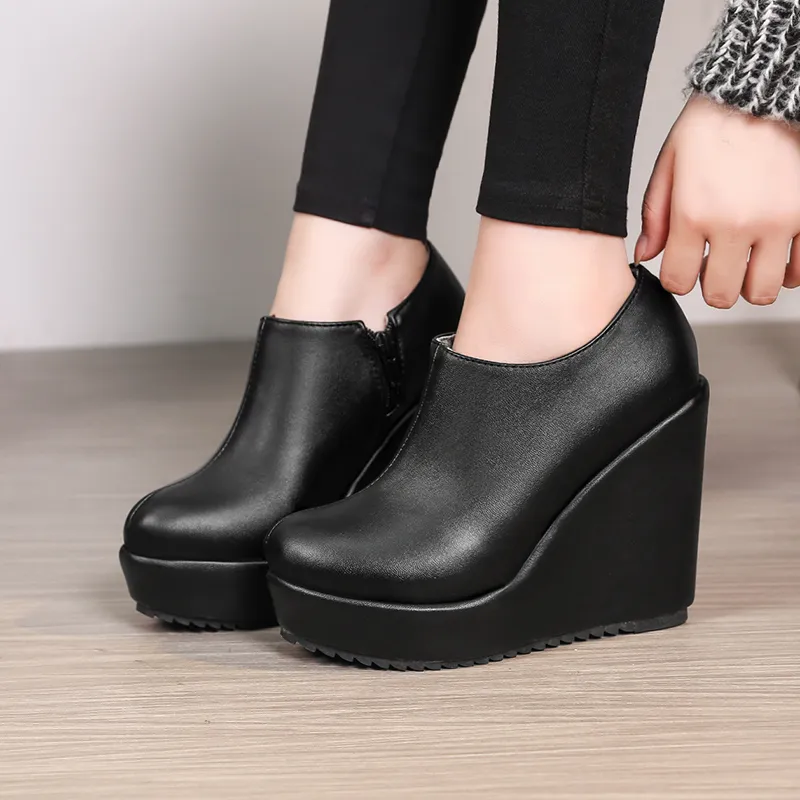 54c3 Womens Ankle Platform Boots Black Wedge High... From Factory  Dh1103621526, Bulk $48.56 | DHgate.Com