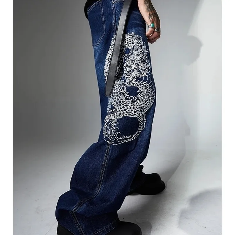 Zewool Jeans Baggy Uomo Con Ricamo A Fiori Di Prugna – Denim Extra Largo In Stile Hip Hop Y2K, Vestibilità Oversize Per Streetwear E Skate