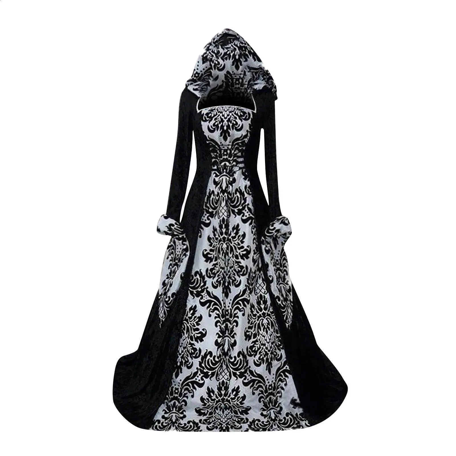 Gothic Women's Long Sleeved Hooded dress - Formal Evening Wear (Style 240830)