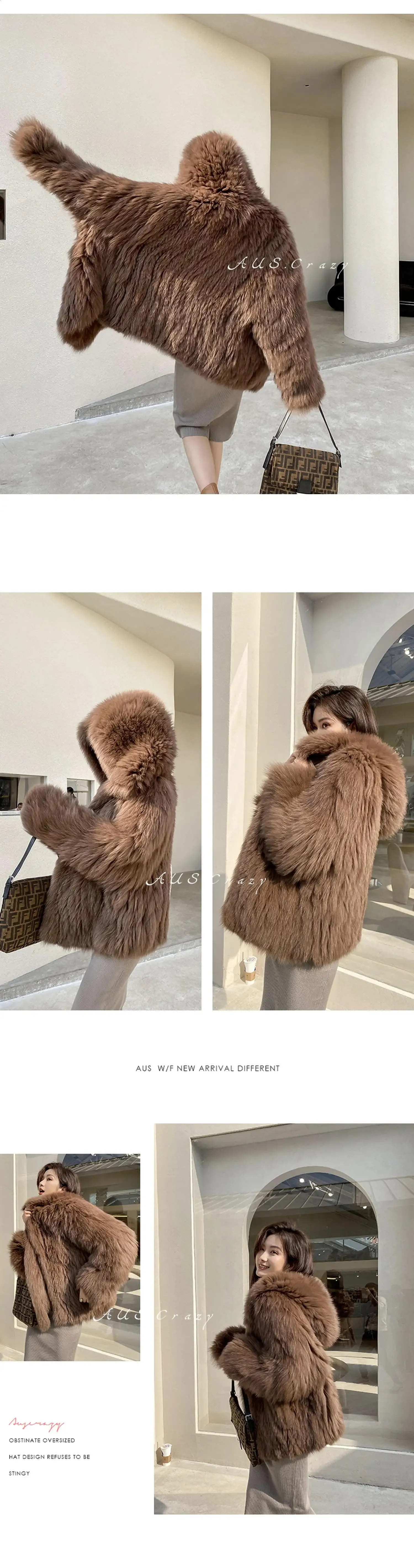 Womens Faux Fur Coat, Japanese Style Loose Batwing Sleeve