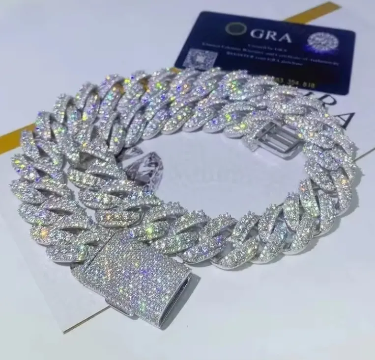 Προσαρμοσμένο Vvs Moissanite Dia Κουβανέζικη αλυσίδα k Ice Out 18mm Hip Hop Ανδρικά κοσμήματα κολιέ Miami_voghion.com
