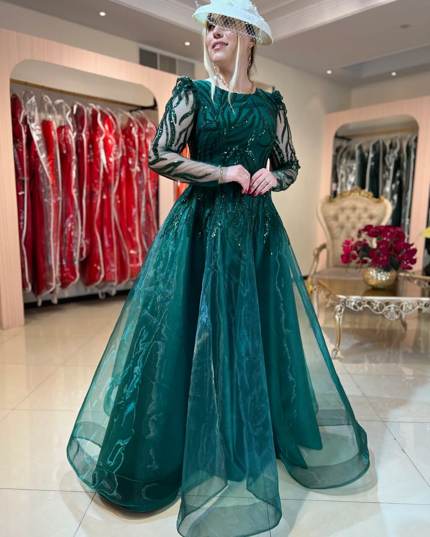 chinese dress ladies Davina Green Lace Detail Maxi Dress with Pleated Skirt – Frock and Frill main image 0