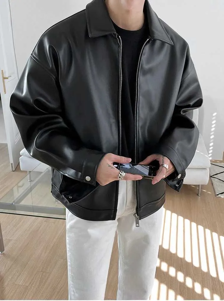 Mens Faux Leather Jacket - Cool Autumn Biker Style