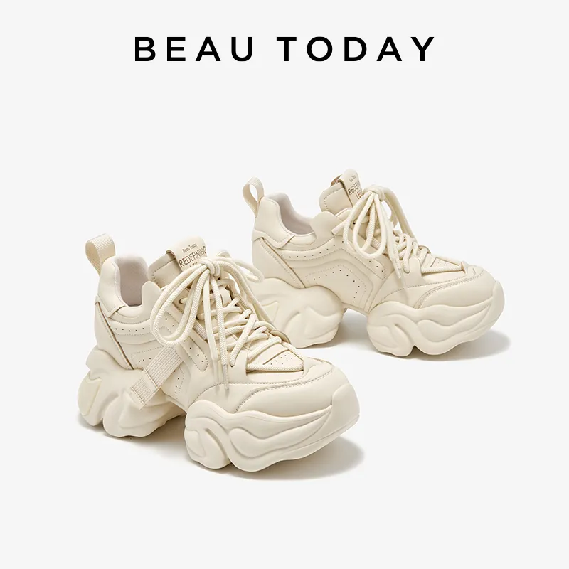 Sneakers Cow Skin Shoes Platform Leather Sneakers: Handmade Cow