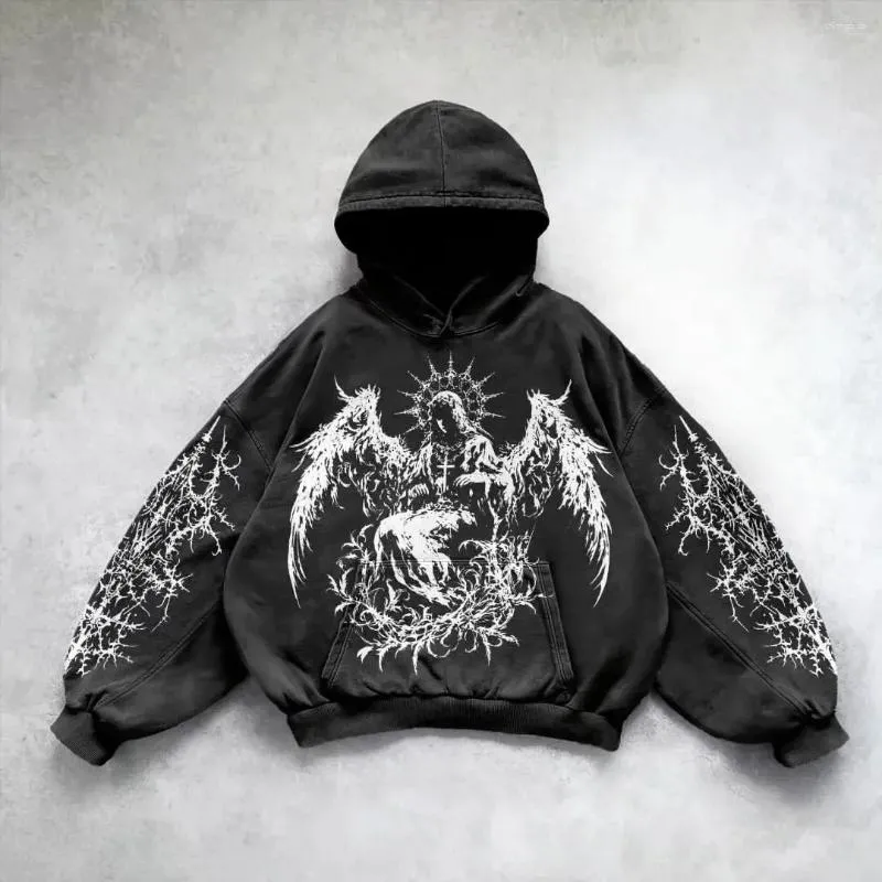 Gothic BIGフーディ Black Gothic BIGフーディ Black Oversized Gothic Print Hoodie