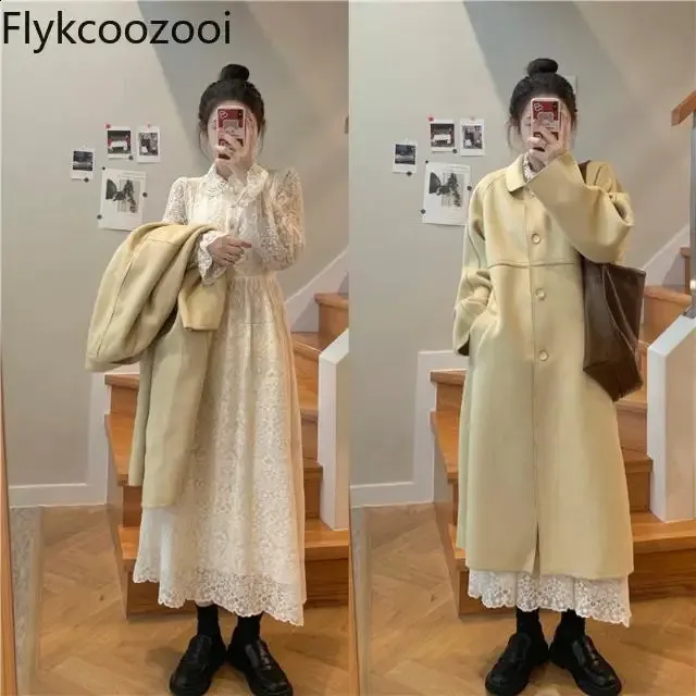 Long Woolen Coat Casual Korean Style Winter Jacket For Women From Sereinstore 34.12 DHgate.Com