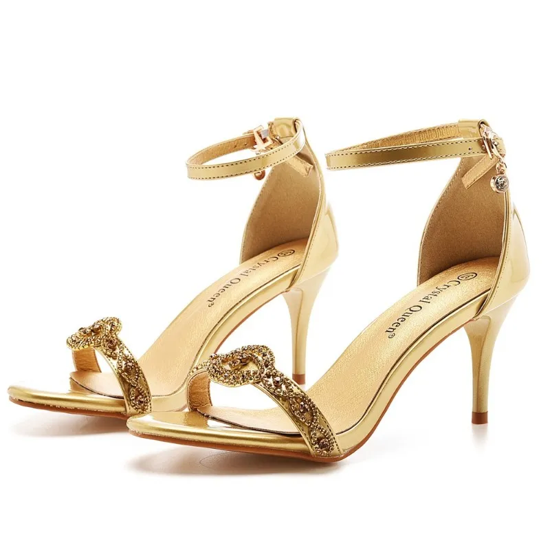 Bulk Gold Prom Shoes Chic Golden Heeled Sandals With Ankle Strap