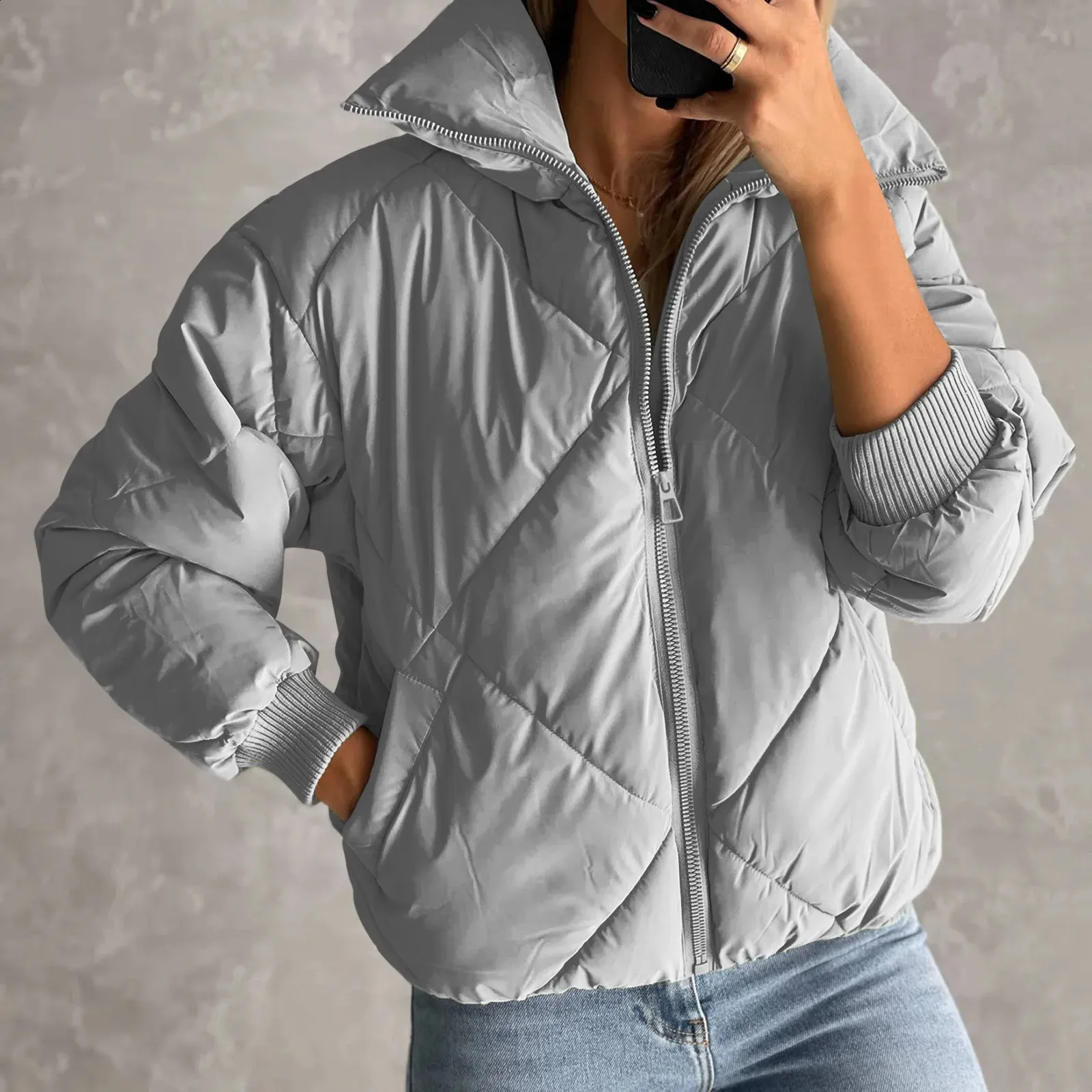 Blouson Bomber Femme Léger – Fermeture éclair, Style Décontracté – Pour Bureau, Sortie, Mariage Décontracté