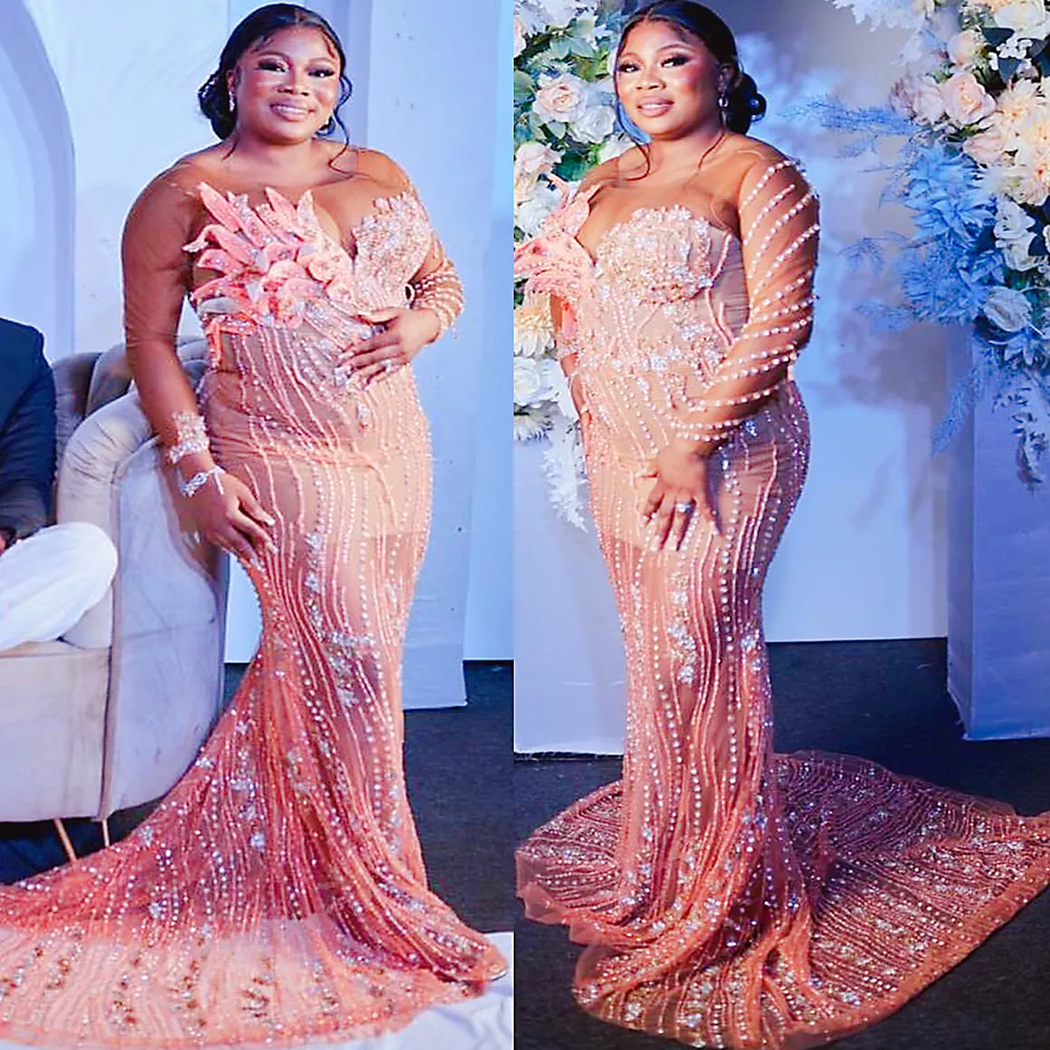 Pink Illusion Mermaid Sparkly Mermaid Prom Dress Plus Size Rhinestone Sequined Perfect For Special Occasions Evening Parties Second Reception Birthday Engagements From Chic cheap 298.63 DHgate.Com