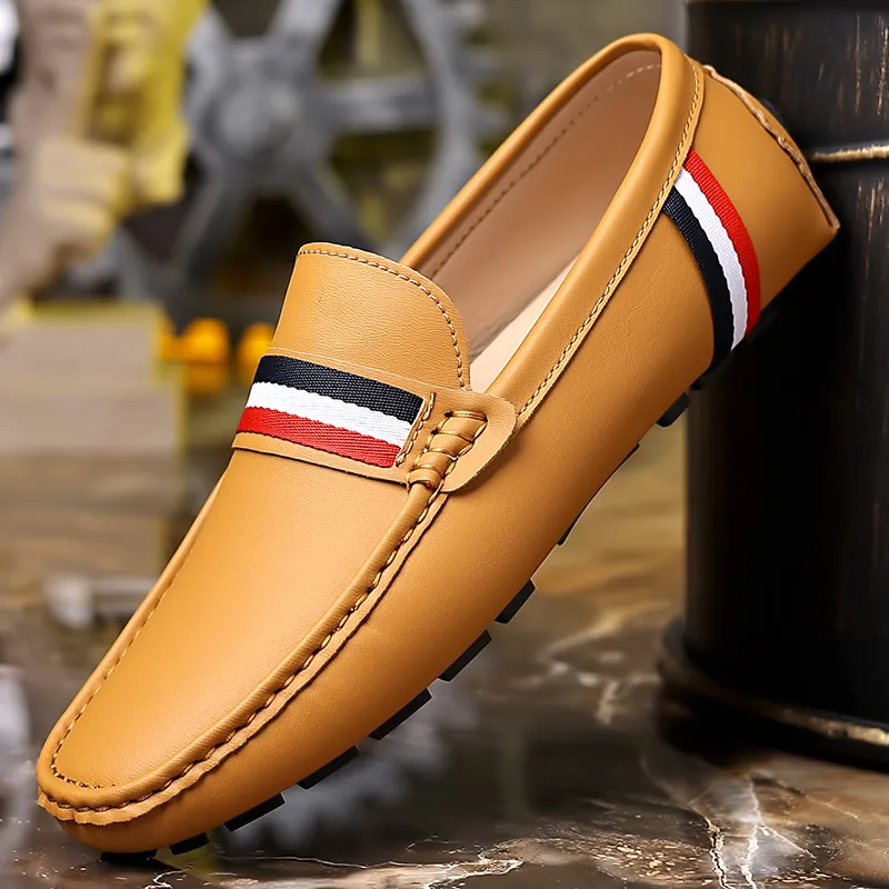 Handmade Leather Loafer Moccasin For Men Soft Flat Slip On Men's Casual ...