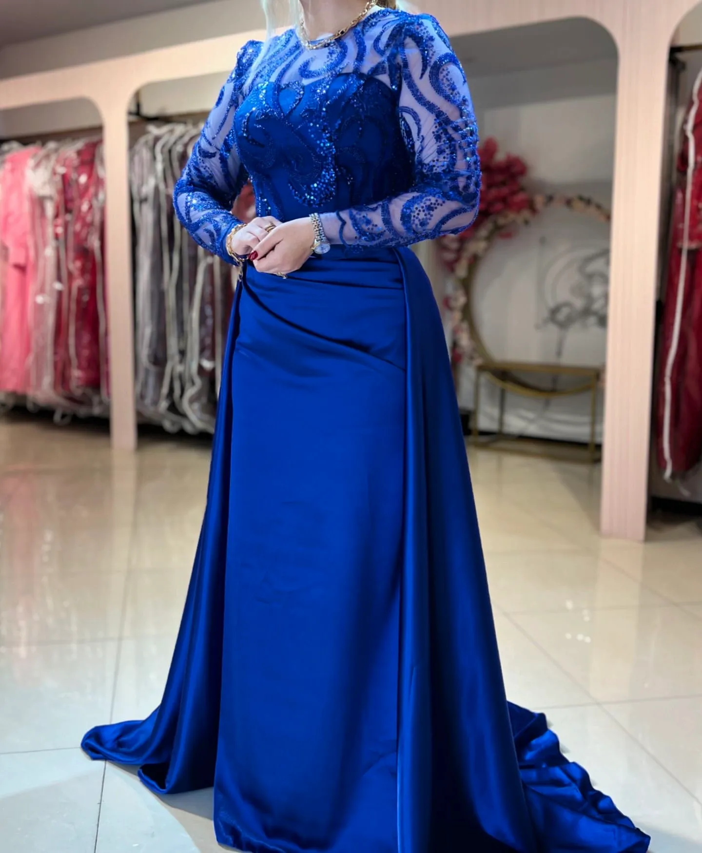 royal blue plus size dress for wedding guest Berenice Plus Size Evening Gown in Royal Blue
