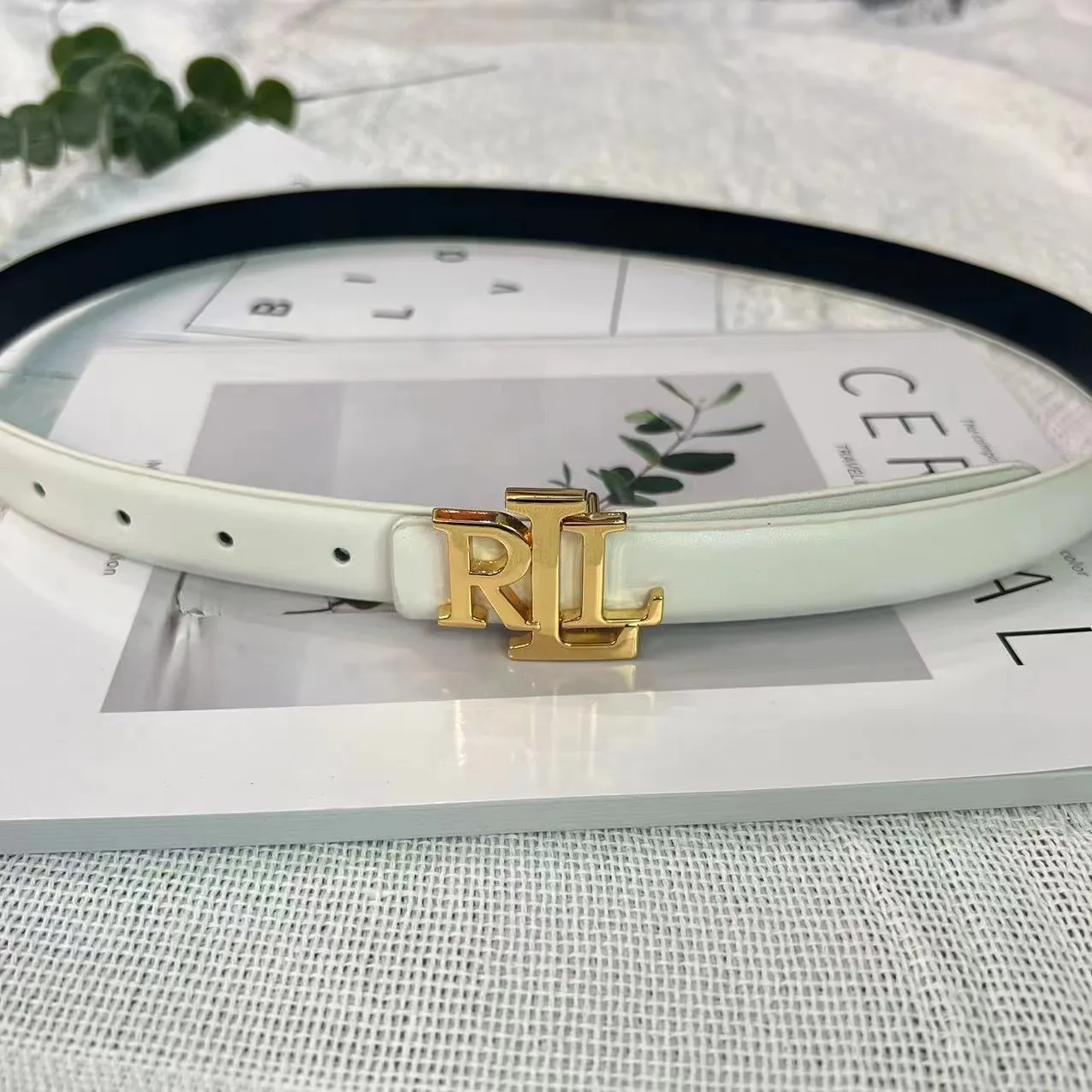 Ralph Lauren White Designer Belt Ralph Lauren Gold The Buckles