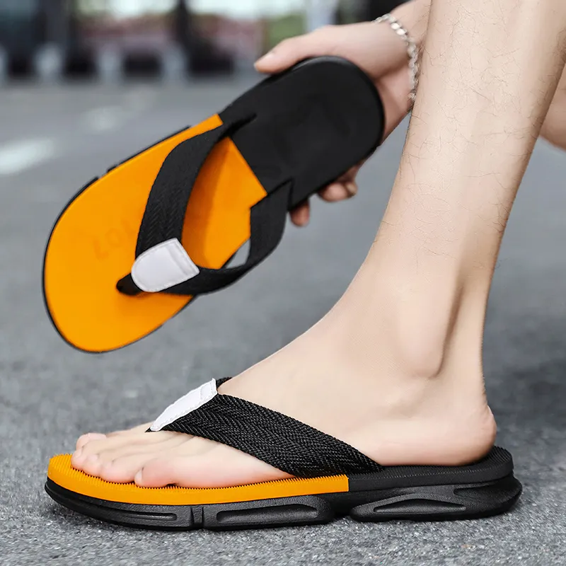 Mens Summer Flip Flops, Breathable Synthetic Upper, Thick 