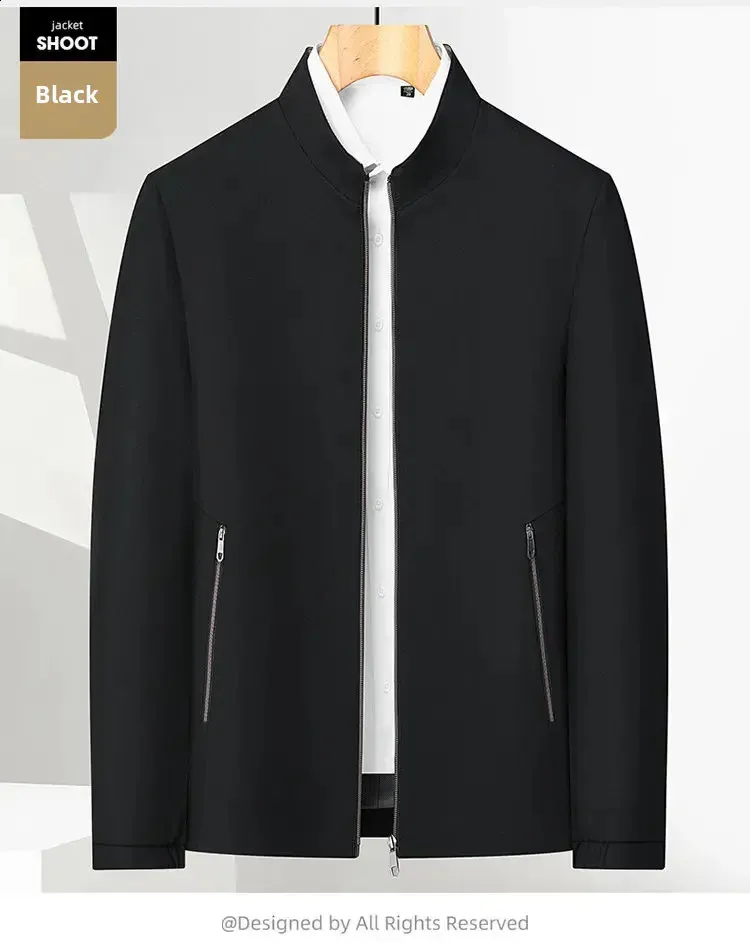 Mens Stand Collar Solid Color Cropped Business Casual Jacket