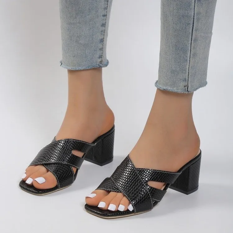 Womens Soft Leather Flip Flops Sexy Summer Heels Slides